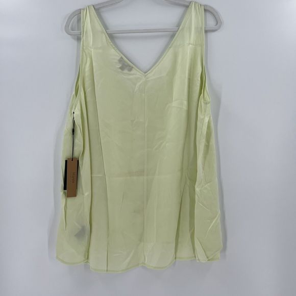 Maree Pour TOI Womens Double V Neck Silk Tank Light Green Size 18 - Picture 3 of 8